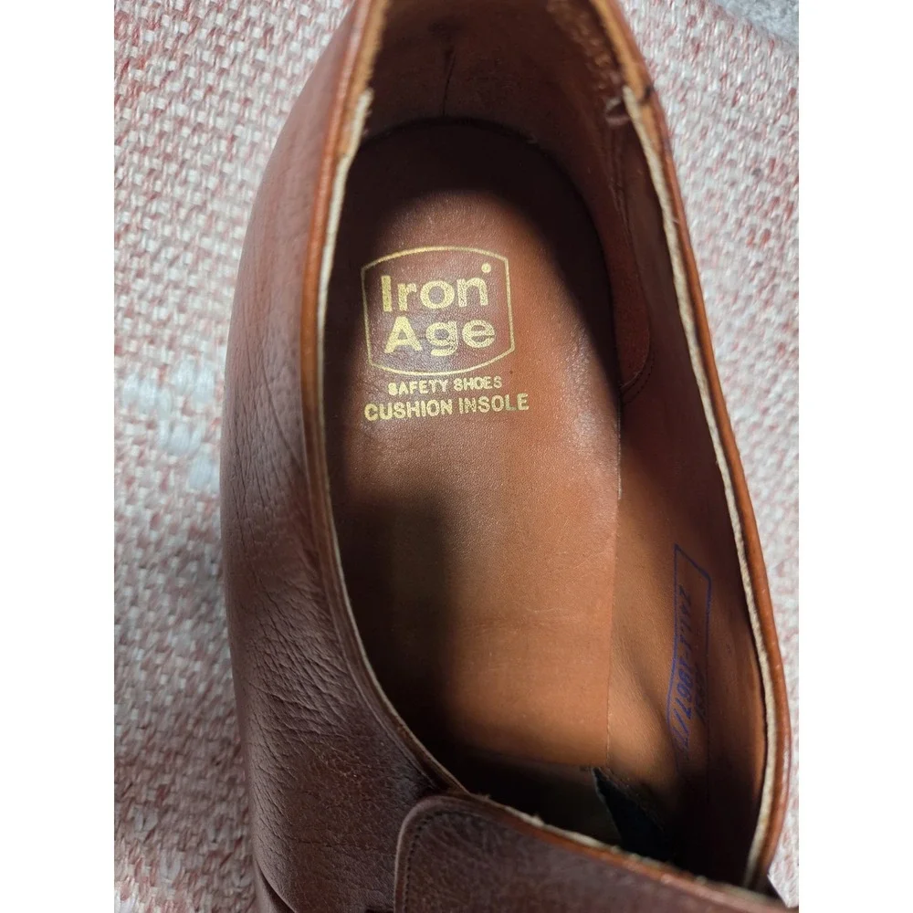Size 14 D IRON AGE CO Steel Toe Work Loafers  Brown Cognac